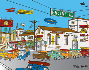ENCINITAS ~ HISTORIC DOWNTOWN ~ D ST ~ TOWN SIGN ~ SURF VAULT ~ 3:4