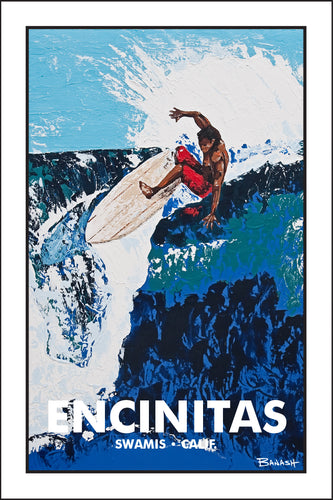 ENCINITAS ~ SWAMIS ~ CALIF. ~ BIG RIGHT ~ 12x18