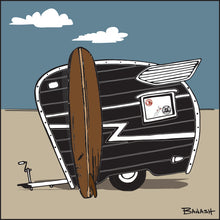 Load image into Gallery viewer, HUNTINGTON BEACH ~ TEAR DROP CAMPER ~ LONGBOARD