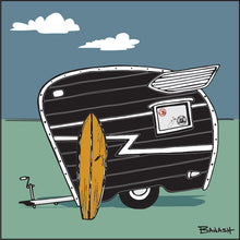 Load image into Gallery viewer, HUNTINGTON BEACH ~ TEAR DROP CAMPER ~ SHORTBOARD