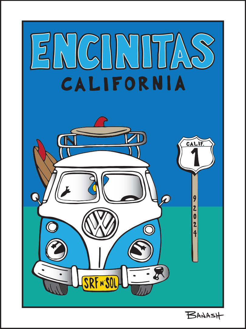 ENCINITAS ~ VW SURF BUS GRILL ~ HWY 1 ~ 3:4