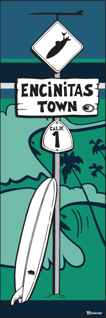 ENCINITAS ~ LONGBOARD ~ SURF XING ~ OCEAN LINES ~ GOIN LEFT ~ 8x24