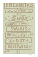Load image into Gallery viewer, ENCINITAS ~ SURF BREAKS ~ SIGN POST ~ DRIFTWOOD ~ 12x18