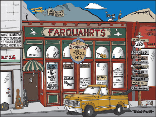 FARQUAHRTS ~ PIZZA MIA ~ HISTORIC DOWNTOWN ~ DURANGO ~ 16x20