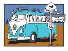 Load image into Gallery viewer, FLAGSTAFF ~ ROUTE 66 ~ CALIF STYLE BUS ~ 16x20