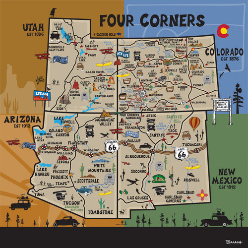 FOUR CORNERS ~ DESTINATIONS ~ MAP ~ 12x12