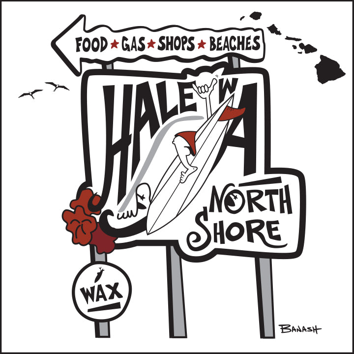 HALEIWA ~ NORTH SHORE ~ SIGN POST ~ 12x12