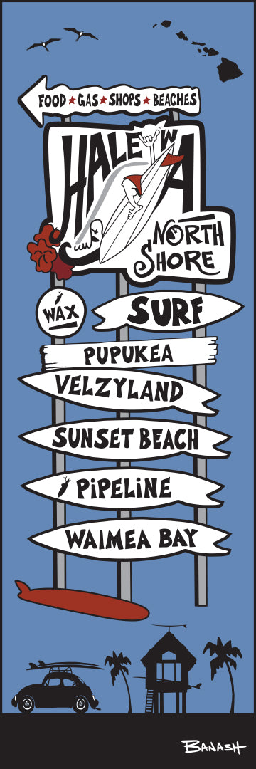 HALE'IWA ~ NORTH SHORE SURF ~ SIGN POST ~ 1:3