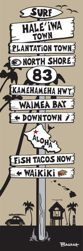 HALE'IWA TOWN ~ SURF ~ HWY 83 ~ SIGN POST ~ 1:3