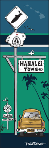 HANALEI ~ TOWN SIGN ~ SURF PICKUP TAIL ~ OCEAN LINES ~ 1:3