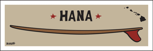 HANA TOWN ~ RED FIN ~ SURFBOARD ~ 8x24