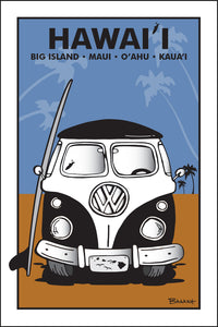 HAWAI'I ~ ISLANDS ~ SIMPLE SURF BUS GRILL ~ SAND LINES ~ 12x18
