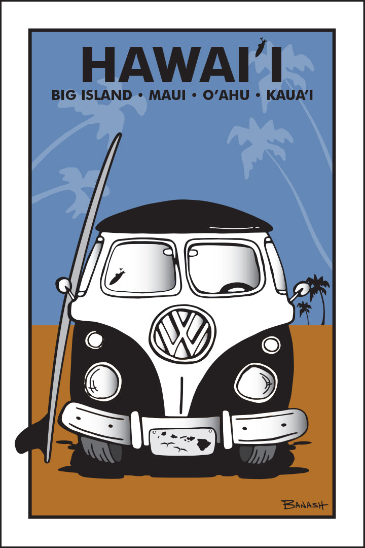 HAWAI'I ~ ISLANDS ~ SIMPLE SURF BUS GRILL ~ SAND LINES ~ 12x18