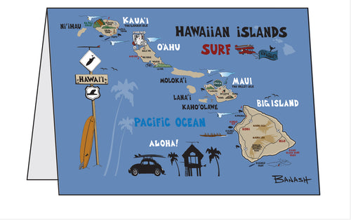 HAWAIIAN ISLANDS ~ BLANK CARD ~ 5x7