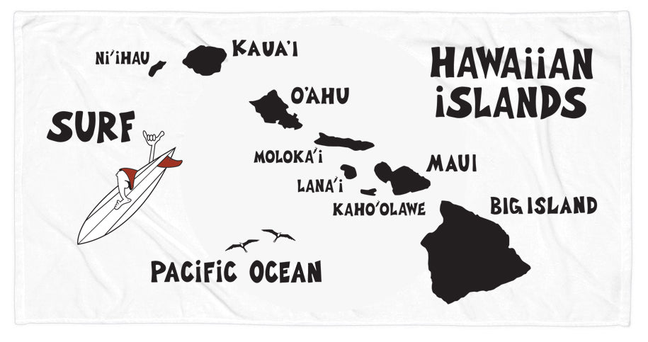 HAWAIIAN ISLANDS ~ BEACH TOWEL ~ 30x60