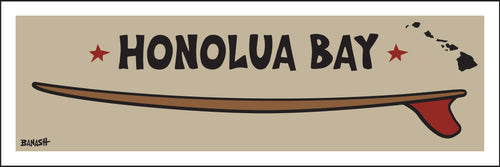 HONOLUA BAY ~ MAUI ~ RED FIN ~ SURFBOARD ~ 8x24