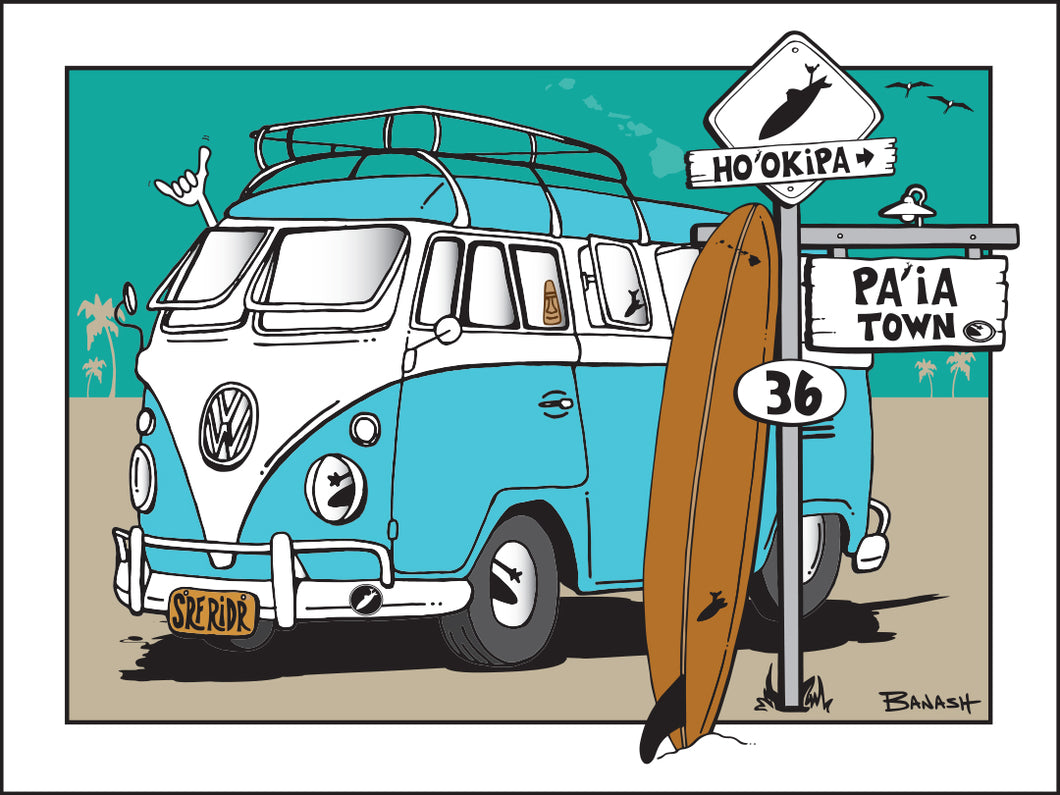HOOKIPA ~ PAIA TOWN ~ SURF XING ~ SIGN POST ~ SURF BUS ~ LONGBOARD ~ 16x20