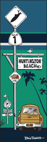 HUNTINGTON BEACH ~ SURF XING ~ SURF PICKUP ~ OCEAN LINES ~ 8x24