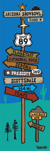 ROUTE 89 ~ SCOTTSDALE TO FLAGSTAFF ~ SIGN POST ~ 8x24