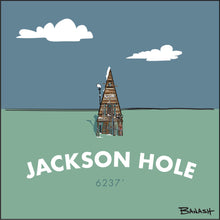 Load image into Gallery viewer, JACKSON HOLE ~ 6237' ~ A FRAME HUT ~ VINTAGE SKIIS ~ 1:1