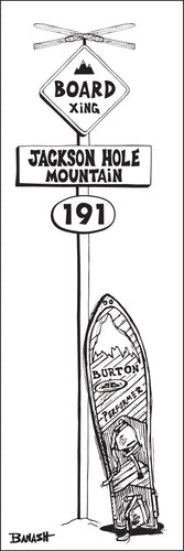 JACKSON HOLE MOUNTAIN ~ BOARD XING ~ SNOWBOARD ~ SIGN POST ~ 8x24