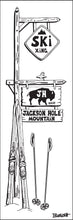 Load image into Gallery viewer, JACKSON HOLE ~ SKI MOUNTAIN ~ SIGN POST ~ VINTAGE SKI XING ~ 1:3