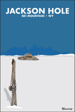 Load image into Gallery viewer, JACKSON HOLE ~ SKI MOUNTAIN ~ WY ~ VINTAGE SKIIS ~ POLES ~ 2:3