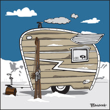 Load image into Gallery viewer, JACKSON HOLE ~ SKI MOUNTAIN ~ TEAR DROP CAMPER ~ VINTAGE SKIIS ~ 1:1