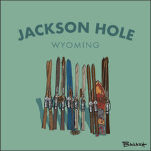 Load image into Gallery viewer, JACKSON HOLE ~ WYOMING ~ VINTAGE SKI QUIVER ~ SNOWBOARD