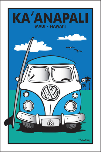 KA'ANAPALI ~ MAUI ~ HAWAI'I ~ SIMPLE SURF BUS GRILL ~ HWY 30 ~ SEAFOAM ~ 12x18