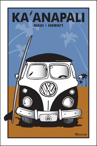 KA'ANAPALI ~ MAUI ~ HAWAI'I ~ SIMPLE SURF BUS GRILL ~ SAND LINES ~ 12x18
