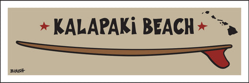 KALAPAKI BEACH ~ KAUAI ~ RED FIN ~ SURFBOARD ~ 8x24