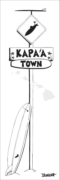 KAPA'A TOWN ~ SURF XING ~ HWY 56 ~ LONGBOARD ~ SIGN POST ~ 1:3
