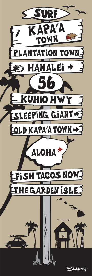 KAPA'A TOWN ~ KUHIO HWY 56 ~ SIGN POST ~ 1:3