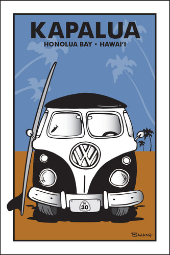 KAPALUA ~ HONOLUA BAY ~ HAWAI'I ~ SIMPLE SURF BUS GRILL ~ SAND LINES ~ 12x18