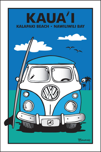 KAUA'I ~ KALAPAKI BEACH ~ NAWILIWILI BAY ~ SIMPLE SURF BUS GRILL ~ SEAFOAM ~ 12x18