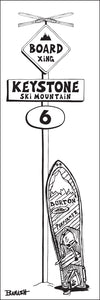 KEYSTONE SKI MOUNTAIN ~ BOARD XING ~ SNOWBOARD ~ SIGN POST ~ 8x24