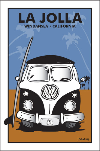 LA JOLLA ~ WINDANSEA ~ CALIFORNIA ~ SIMPLE SURF BUS GRILL ~ SAND LINES ~ 12x18