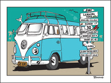 Load image into Gallery viewer, LAHAINA TOWN ~ SIGN POST ~ VW SURF BUS ~ 16x20