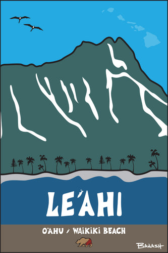 LEAHI ~ DIAMOND HEAD ~ WAIKIKI BEACH ~ OAHU ~ 12x18