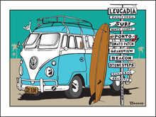 Load image into Gallery viewer, LEUCADIA TOWN ~ SURF BREAKS ~ SIGN POST ~ SURF BUS ~ LONGBOARD ~ 3:4