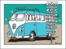 Load image into Gallery viewer, LEUCADIA TOWN ~ SURF BREAKS ~ SIGN POST ~ VW SURF BUS ~ 16x20