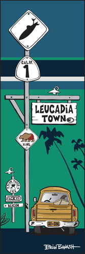 LEUCADIA TOWN ~ SURF XING ~ SURF PICKUP ~ OCEAN LINES ~ 8x24