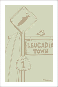 LEUCADIA TOWN ~ LONGBOARD ~ SURF XING ~ SIGN POST ~ DRIFTWOOD ~ 12x18