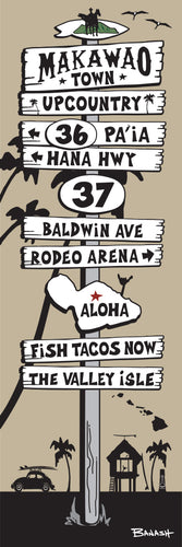 MAKAWAO TOWN ~ BALDWIN AVE ~ SIGN POST ~ HWY 37 ~ 1:3