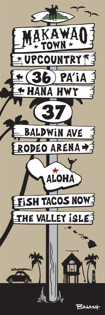 MAKAWAO TOWN ~ BALDWIN AVE ~ SIGN POST ~ HWY 37 ~ 1:3
