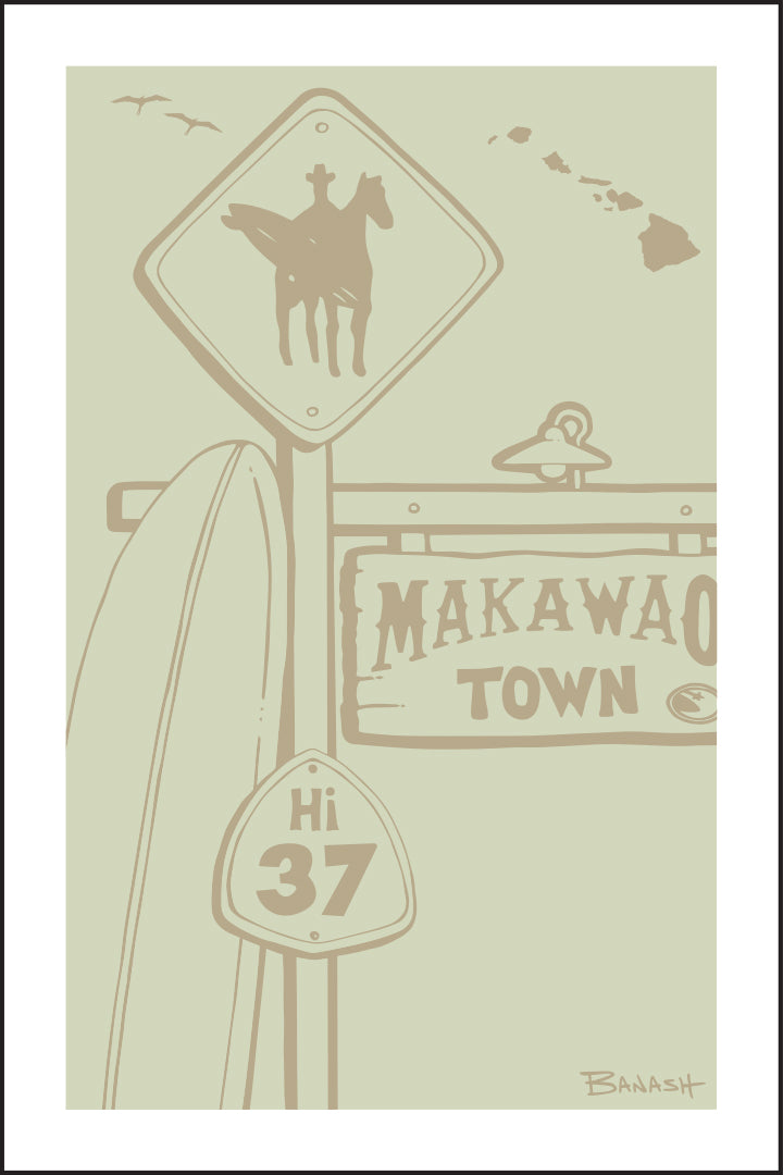 MAKAWAO ~ SURF COWBOY XING ~ DRIFTWOOD ~ SIGN POST ~ 2:3