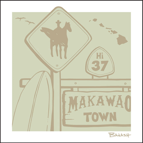 MAKAWAO TOWN ~ SURF COWBOY XING ~ SIGN POST ~ DRIFTWOOD ~ 1:1