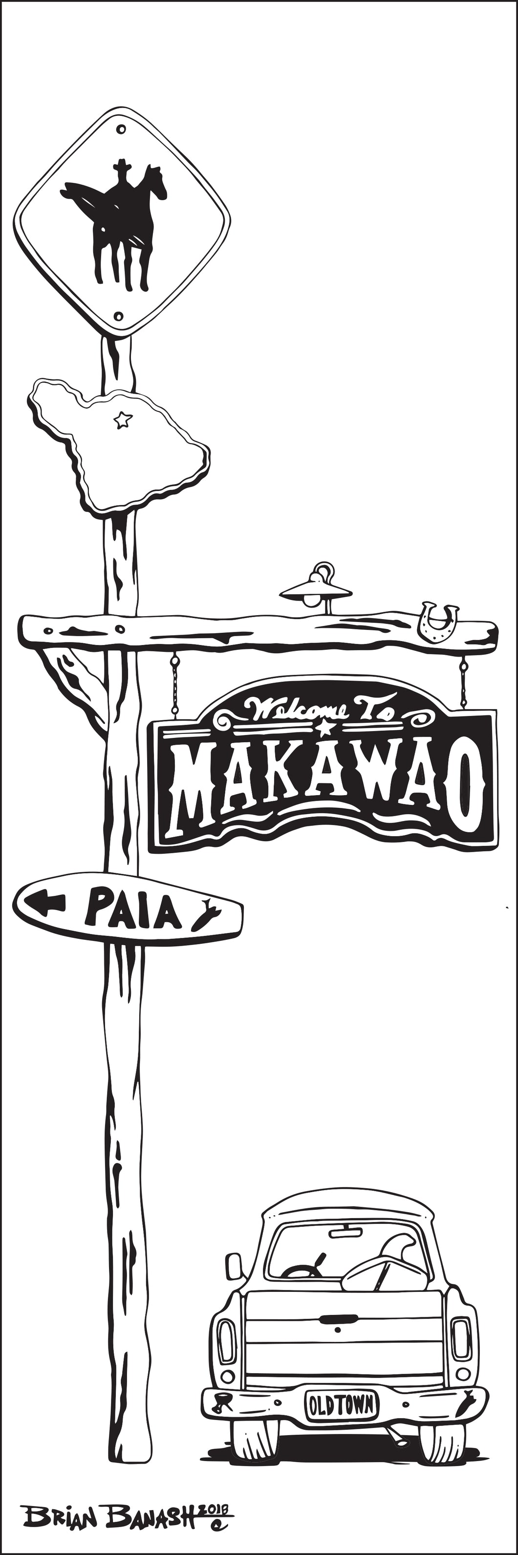 MAKAWAO TOWN ~ SIGN POST ~ 1:3