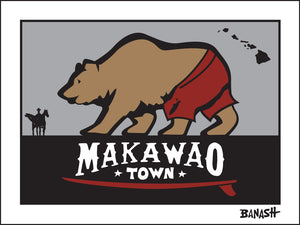 MAKAWAO TOWN ~ SURF BEAR ~ 16x20